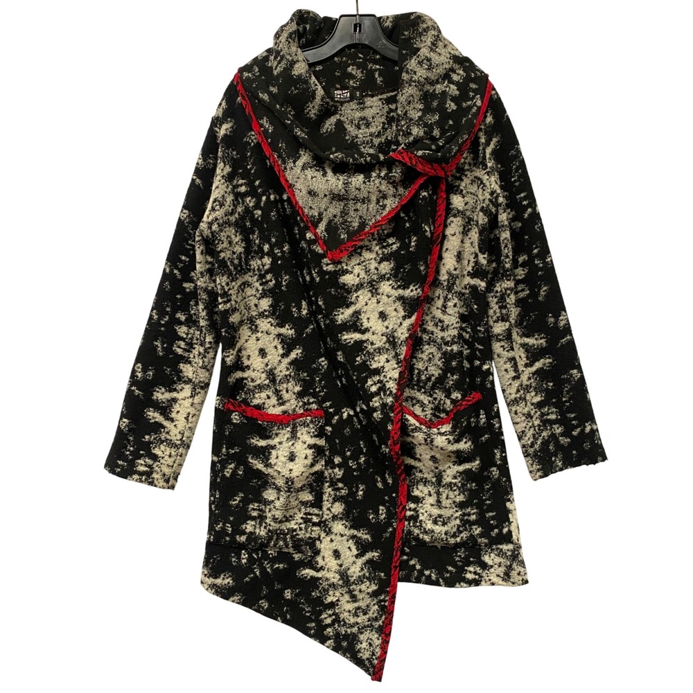 Art of Cloth Lagenlook Open Front Asymmetrical Cardigan XS Artsy Chic Maximalist